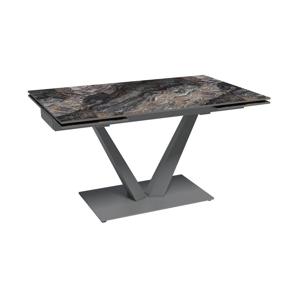 Стол раскладной Malibu (140+40+40), керамика глянцевая Venice Grey изображение Стол раскладной Malibu (140+40+40), керамика глянцевая Venice Grey фото