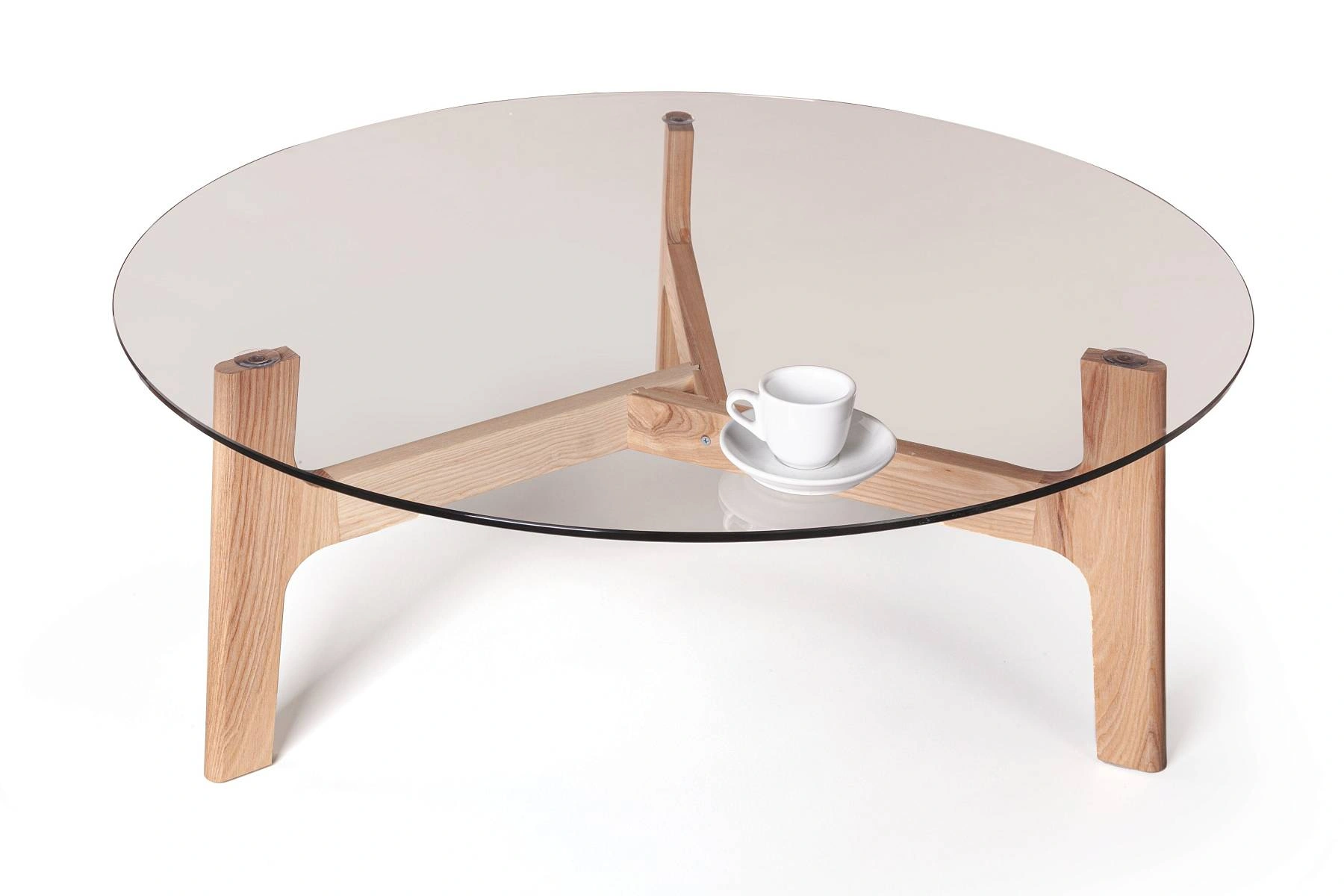 Журнальный столик Woddy D900 массив + стекло / опоры лак изображение Журнальный столик Woddy D900 массив + стекло / опоры лак фото