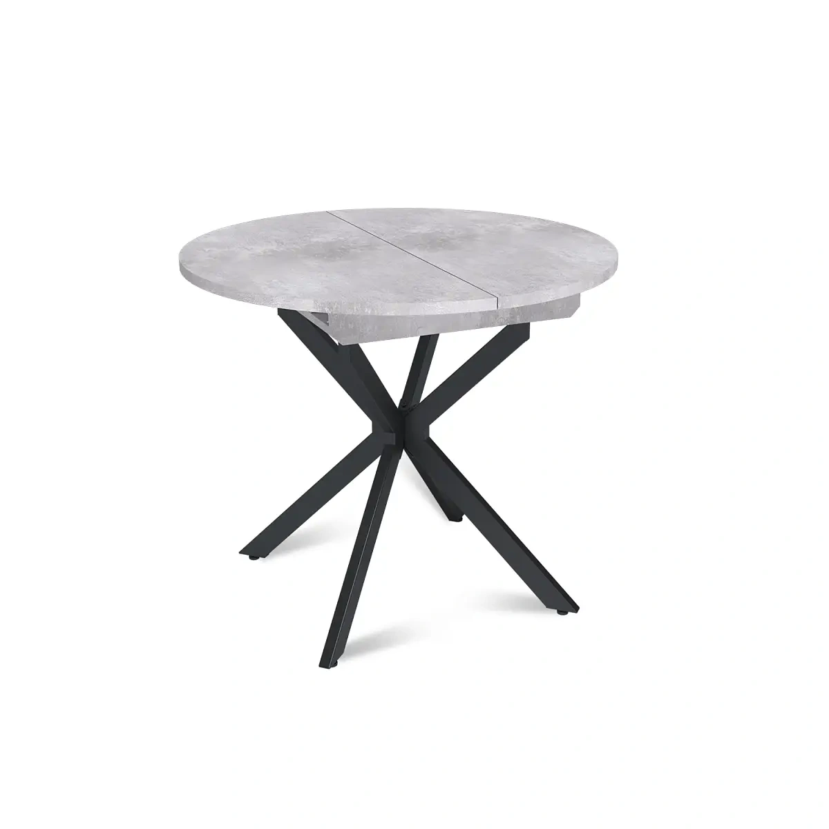 Стол круглый раздвижной Твист (90+30) цемент светлый / опоры черные фото
