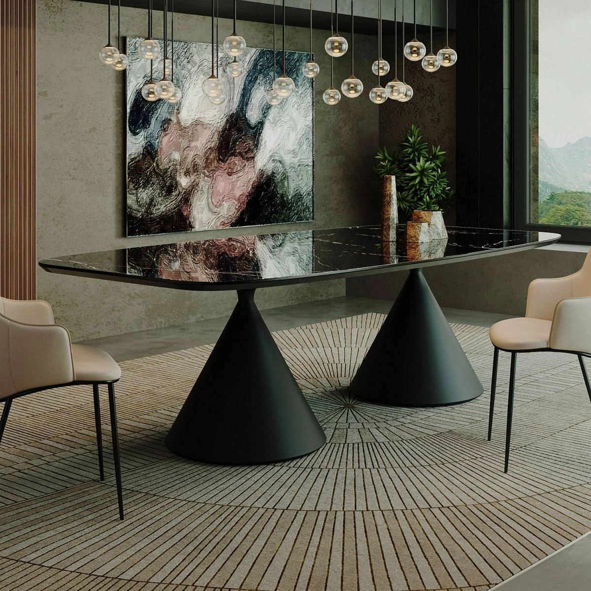 Стол овальный AXIS 200, керамика глянцевая, черная изображение Стол овальный AXIS 200, керамика глянцевая, черная фото