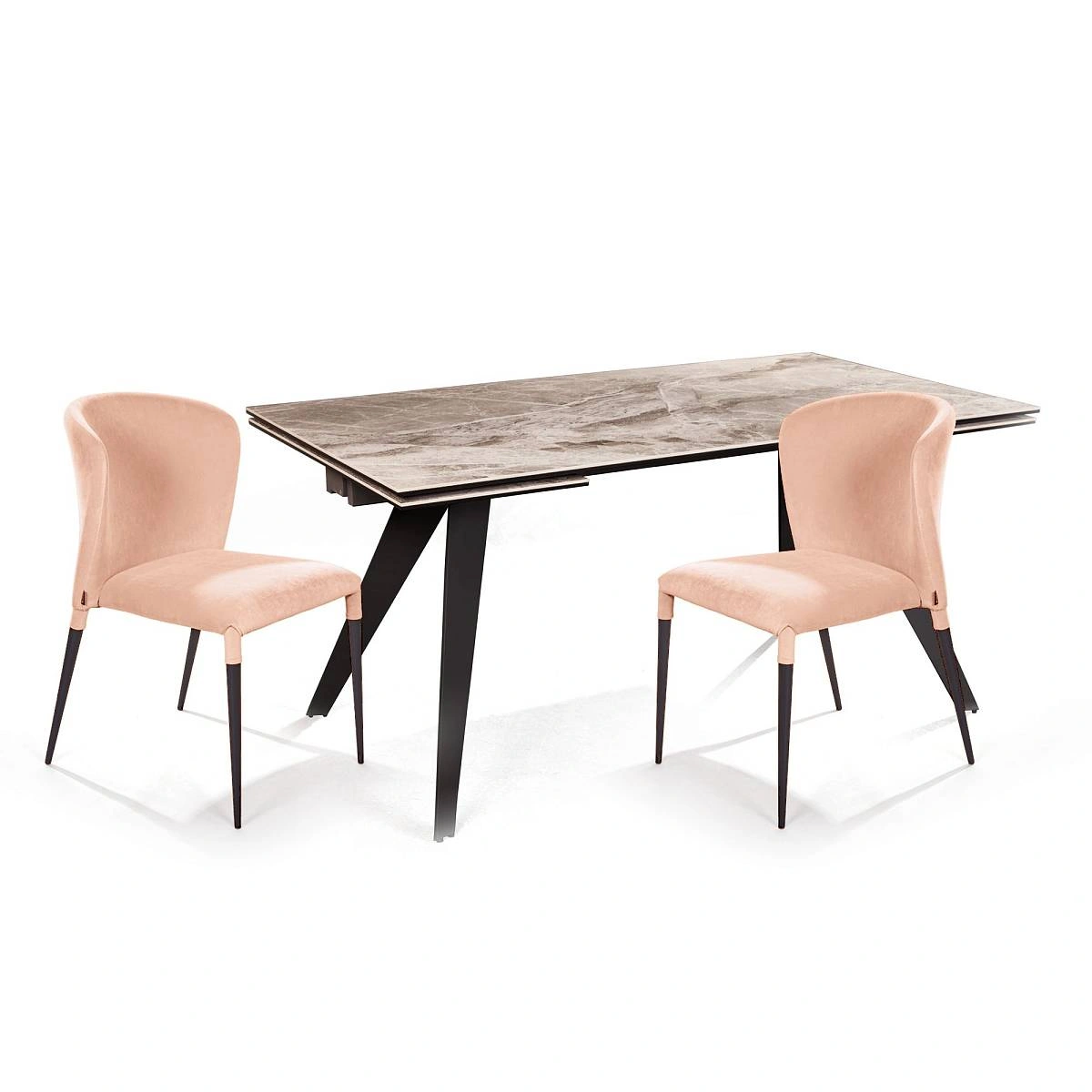 Стол раскладной Grant (160+80), мрамор испанская керамика светлый + 4 стула Albert фото