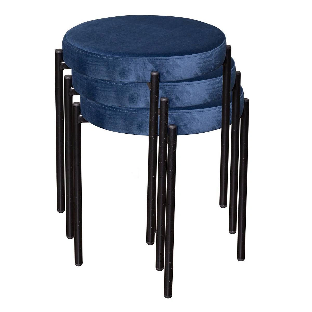 Табурет мягкий Mason, бархат синий 29 фото