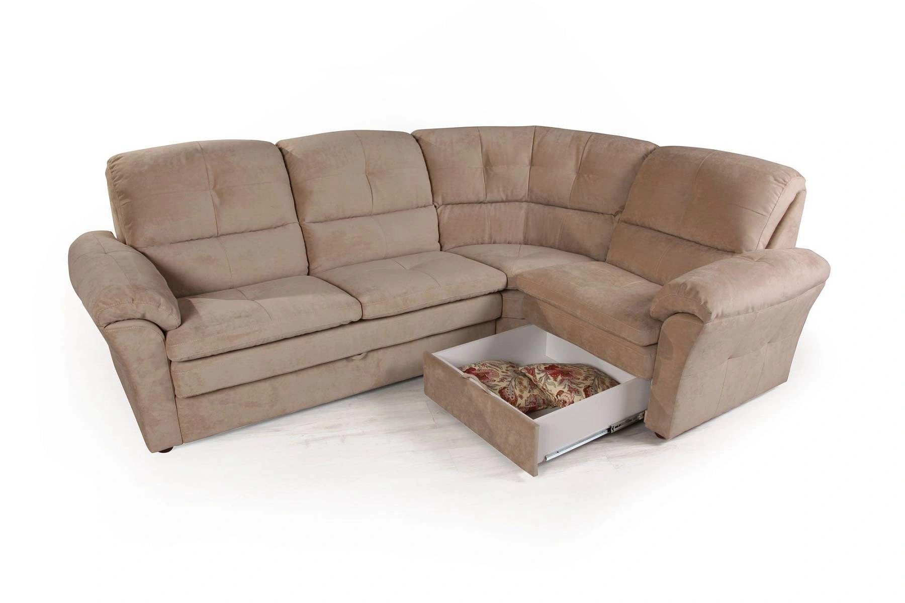 Diamante диван-кровать угловой велюр бежевый изображение Diamante диван-кровать угловой велюр бежевый фото