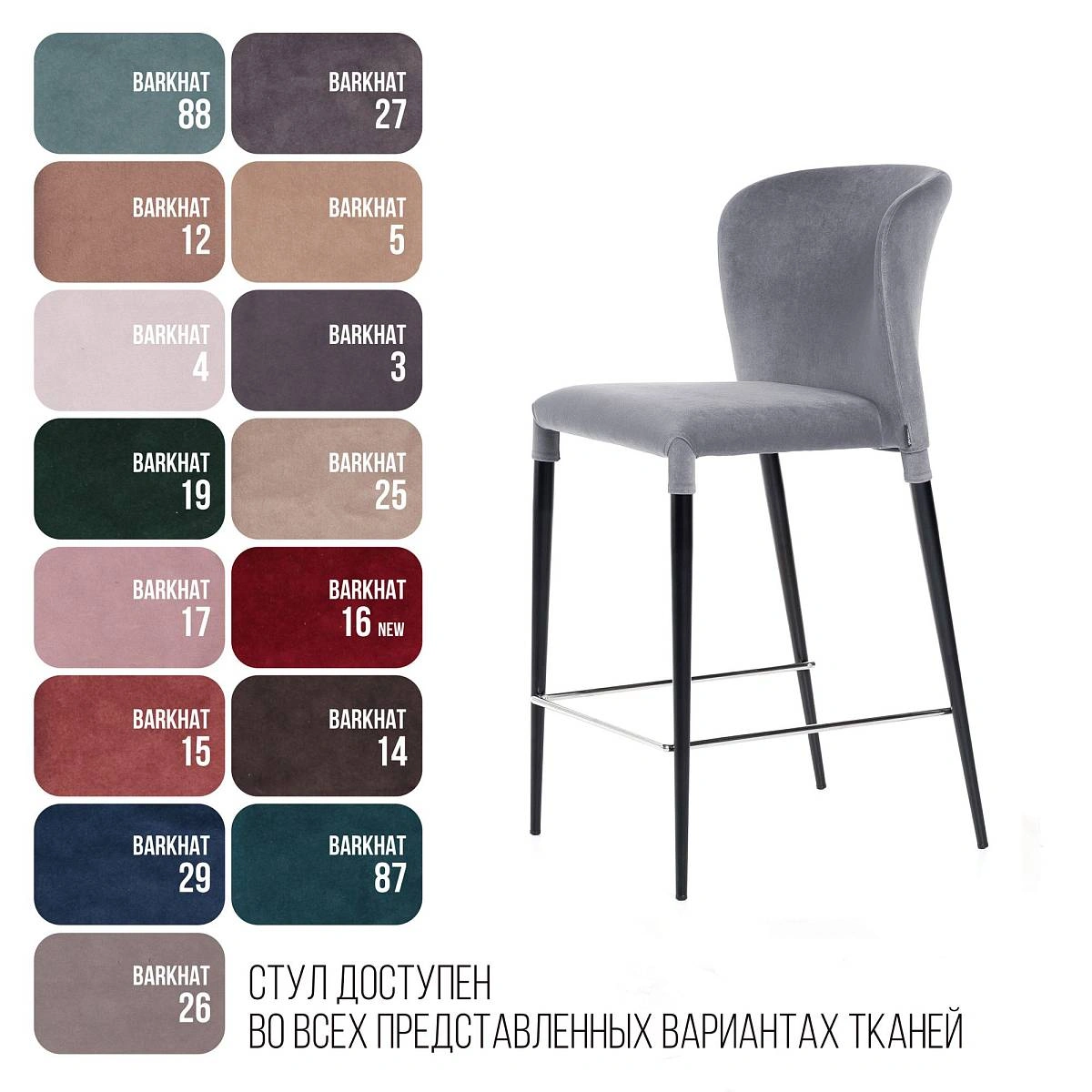 Стул полубарный Albert, бархат светло-серый 26 /опора конус изображение Стул полубарный Albert, бархат светло-серый 26 /опора конус фото