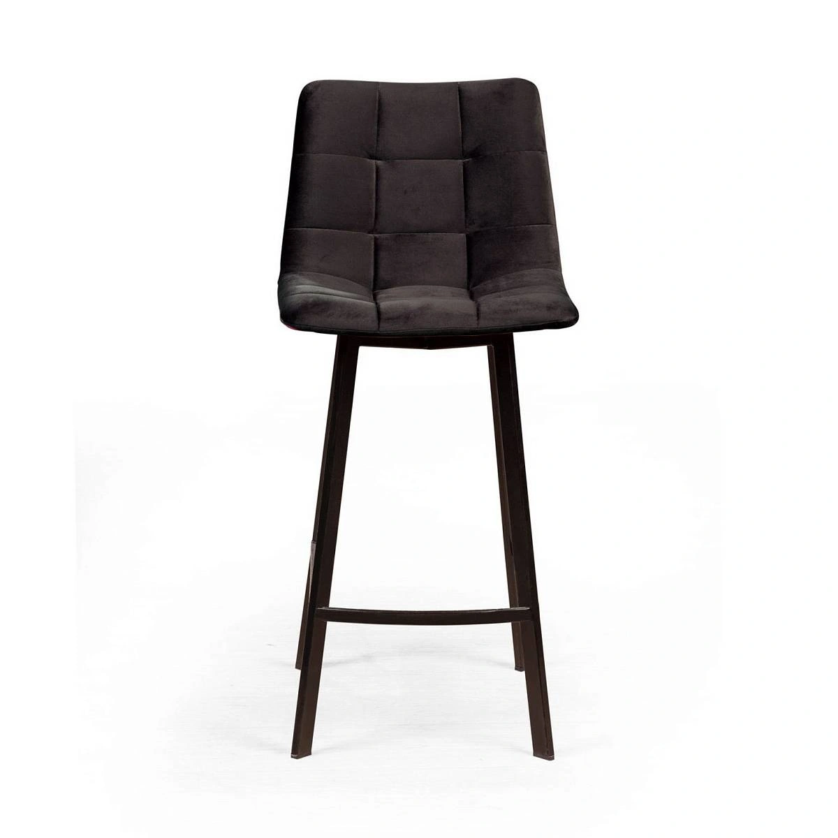 Стул полубарный UNO, бархат антрацит 14 / чёрный профиль изображение Стул полубарный UNO, бархат антрацит 14 / чёрный профиль фото