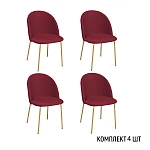 Стул Норд, комплект (4 шт), бархат бордовый 16 / опора золото