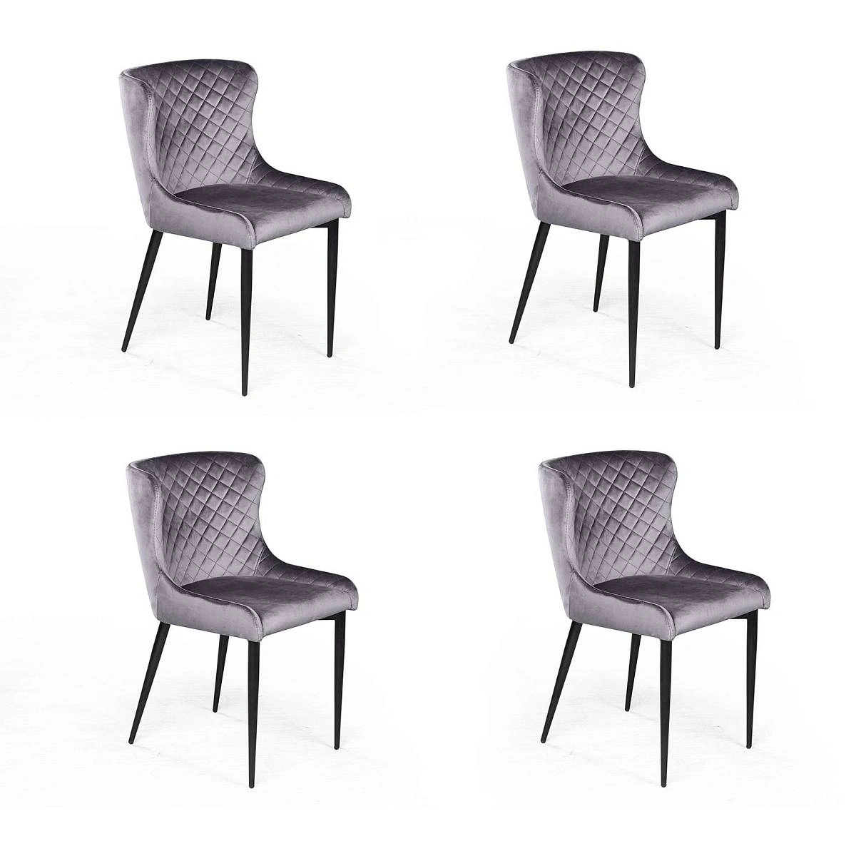 Стул JAZZ ромб, комплект (4шт), бархат серый 27/черный конус изображение Стул JAZZ ромб, комплект (4шт), бархат серый 27/черный конус фото