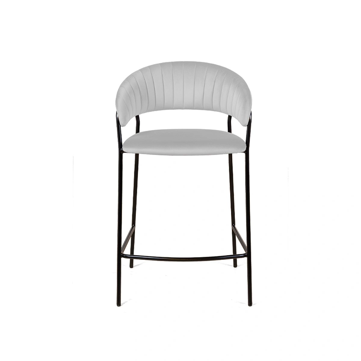 Стул полубарный Kelly, бархат светло-серый 04 фото