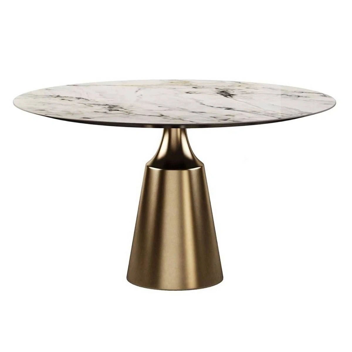 Стол круглый Lucas 120, керамика глянцевая, белая / опора золото изображение Стол круглый Lucas 120, керамика глянцевая, белая / опора золото фото