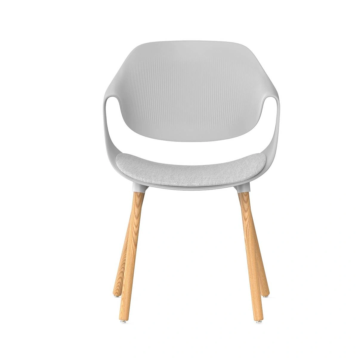 Стул Akella soft, (комплект 4 шт), пластик светло-серый / опоры дерево фото