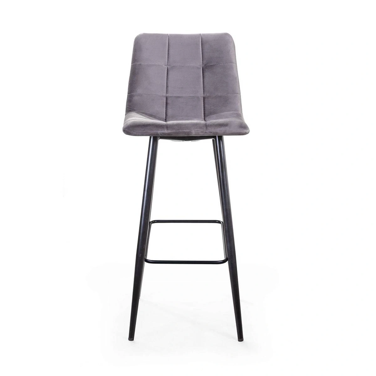 Стул барный UNO, бархат светло-серый 26 / чёрный конус изображение Стул барный UNO, бархат светло-серый 26 / чёрный конус фото