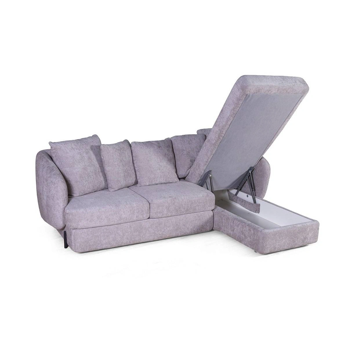 Бабл диван-кровать с шезлонгом, механизм «дельфин», шенилл Reef silver фото