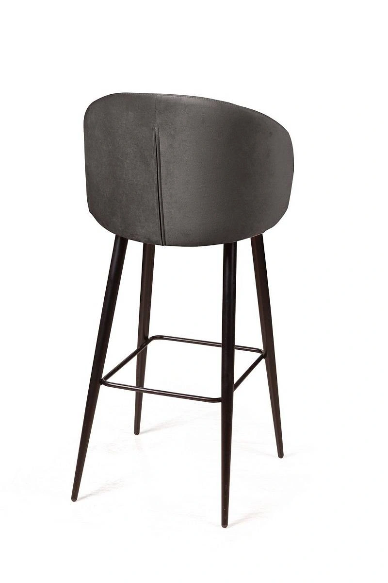 Стул барный Mont Blanc, бархат антрацит 14 / черный конус изображение Стул барный Mont Blanc, бархат антрацит 14 / черный конус фото