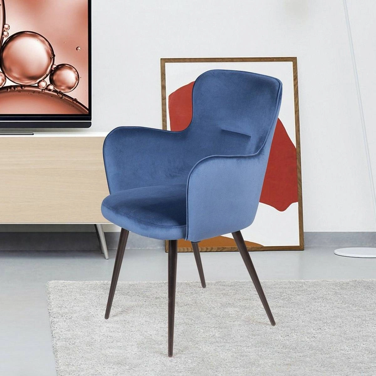 Стул с подлокотниками King, бархат синий 29 изображение Стул с подлокотниками King, бархат синий 29 фото