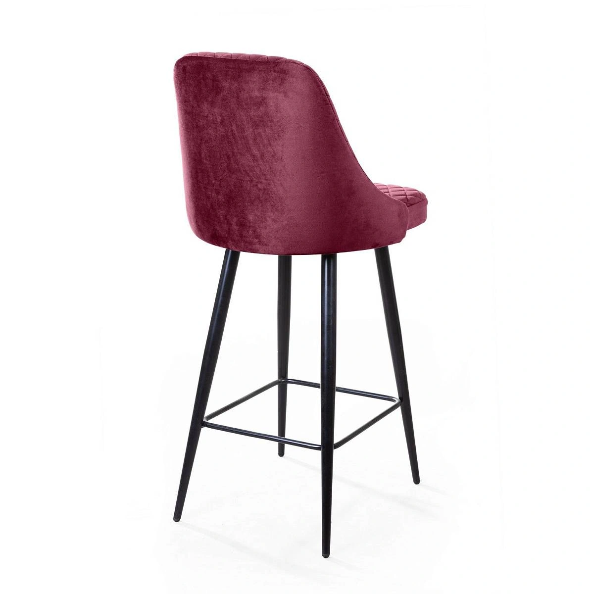 Стул барный William, бархат красный 16/ черный конус изображение Стул барный William, бархат красный 16/ черный конус фото