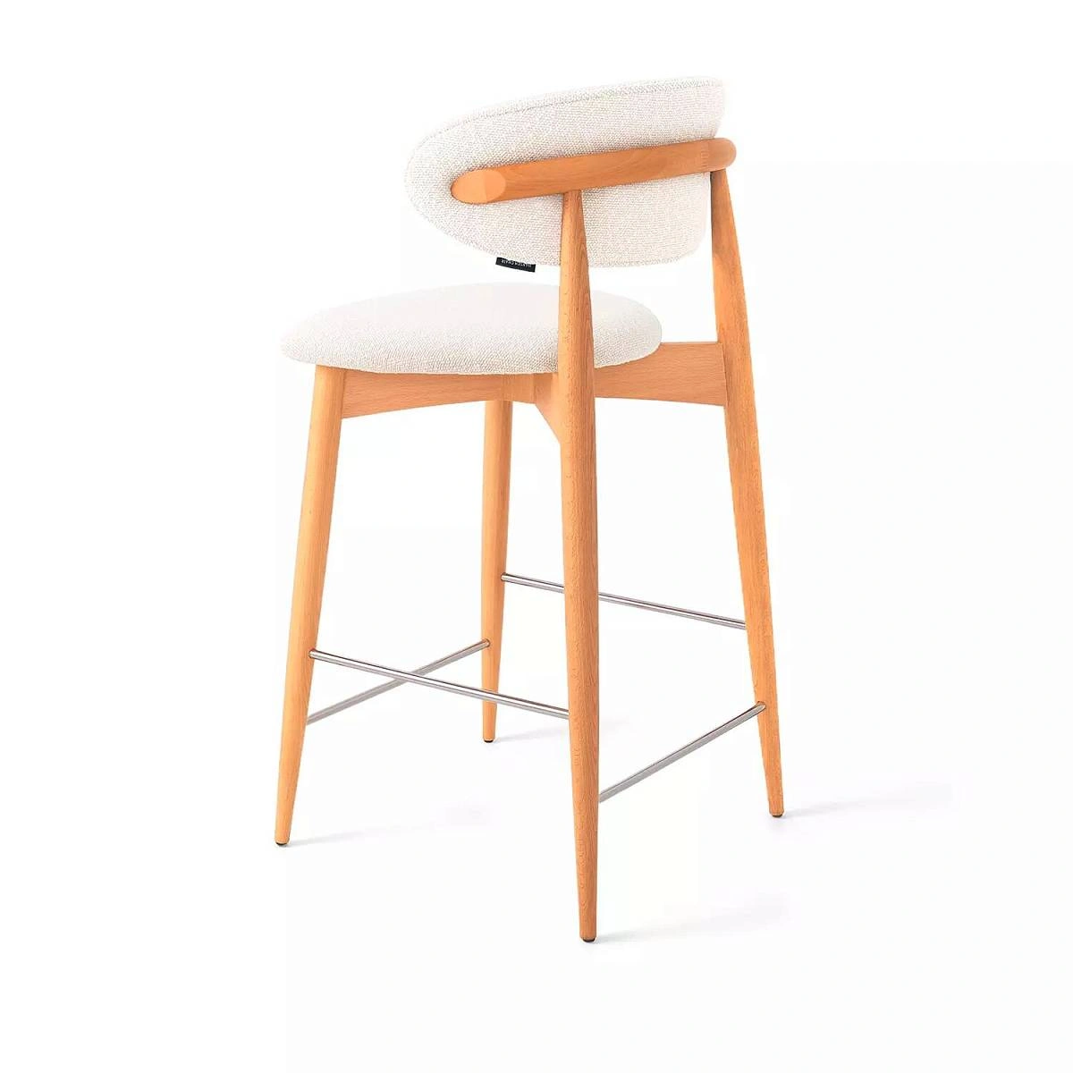 Стул полубарный Paolo, бук натуральный, ткань, белый изображение Стул полубарный Paolo, бук натуральный, ткань, белый фото