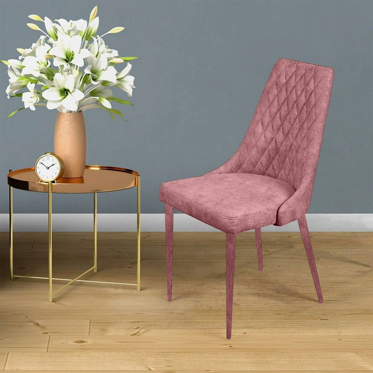 Стул CONNOR LUXE, бархат пудровый 15/конус изображение Стул CONNOR LUXE, бархат пудровый 15/конус фото