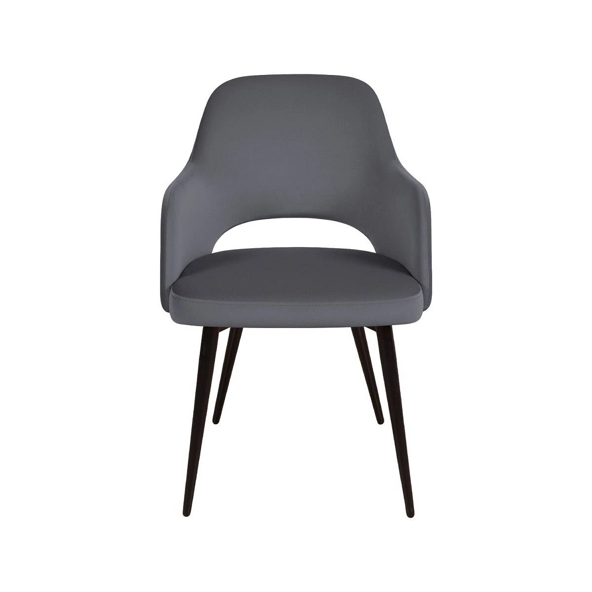 Стул William с подлокотниками, бархат серый 27/ черный конус фото