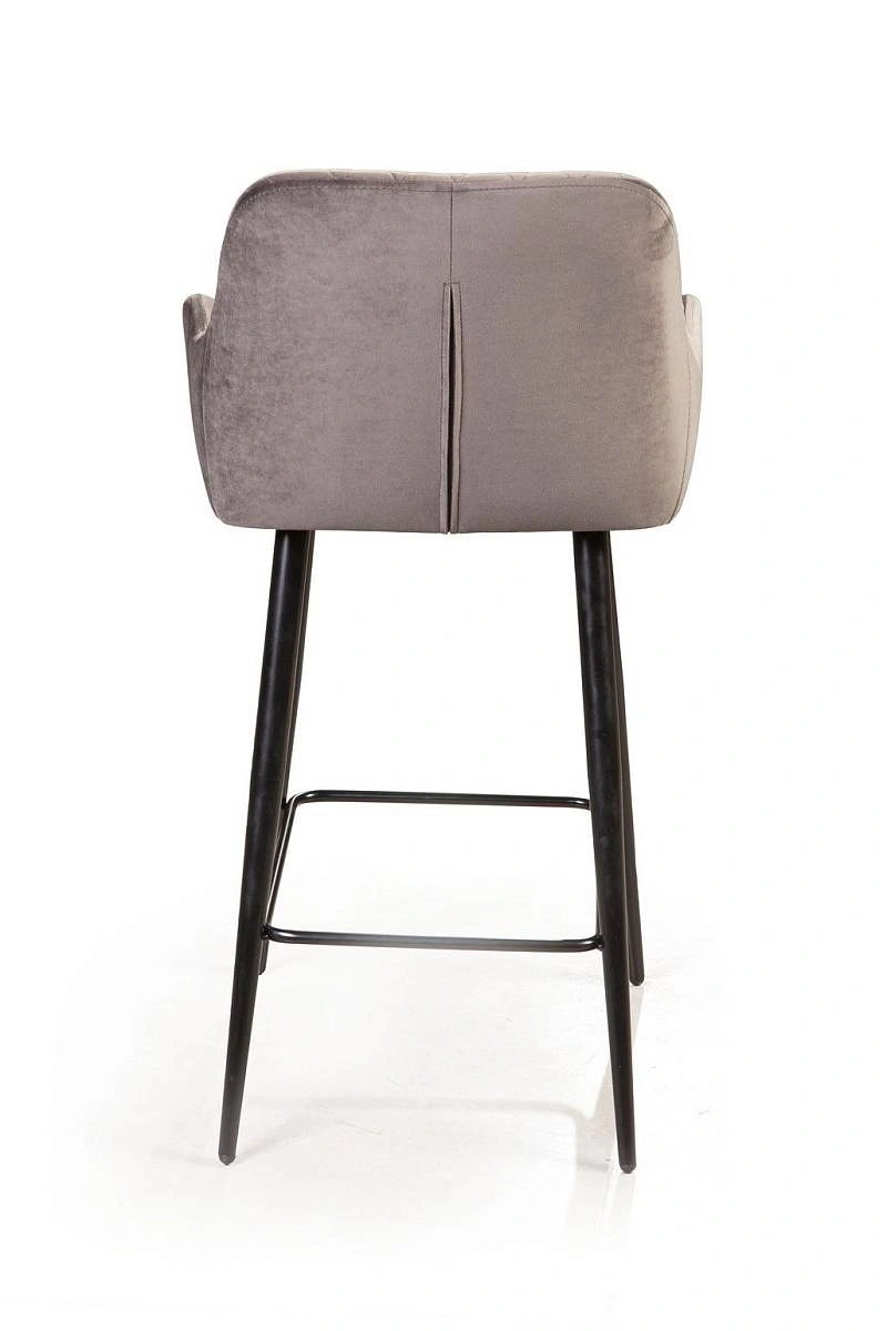 Стул полубарный Robert поворотный 360 градусов, бархат светло-серый 26 фото