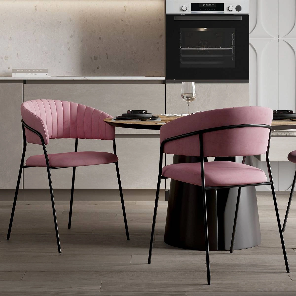 Стул Kelly с подлокотниками, бархат пудровый 15 изображение Стул Kelly с подлокотниками, бархат пудровый 15 фото