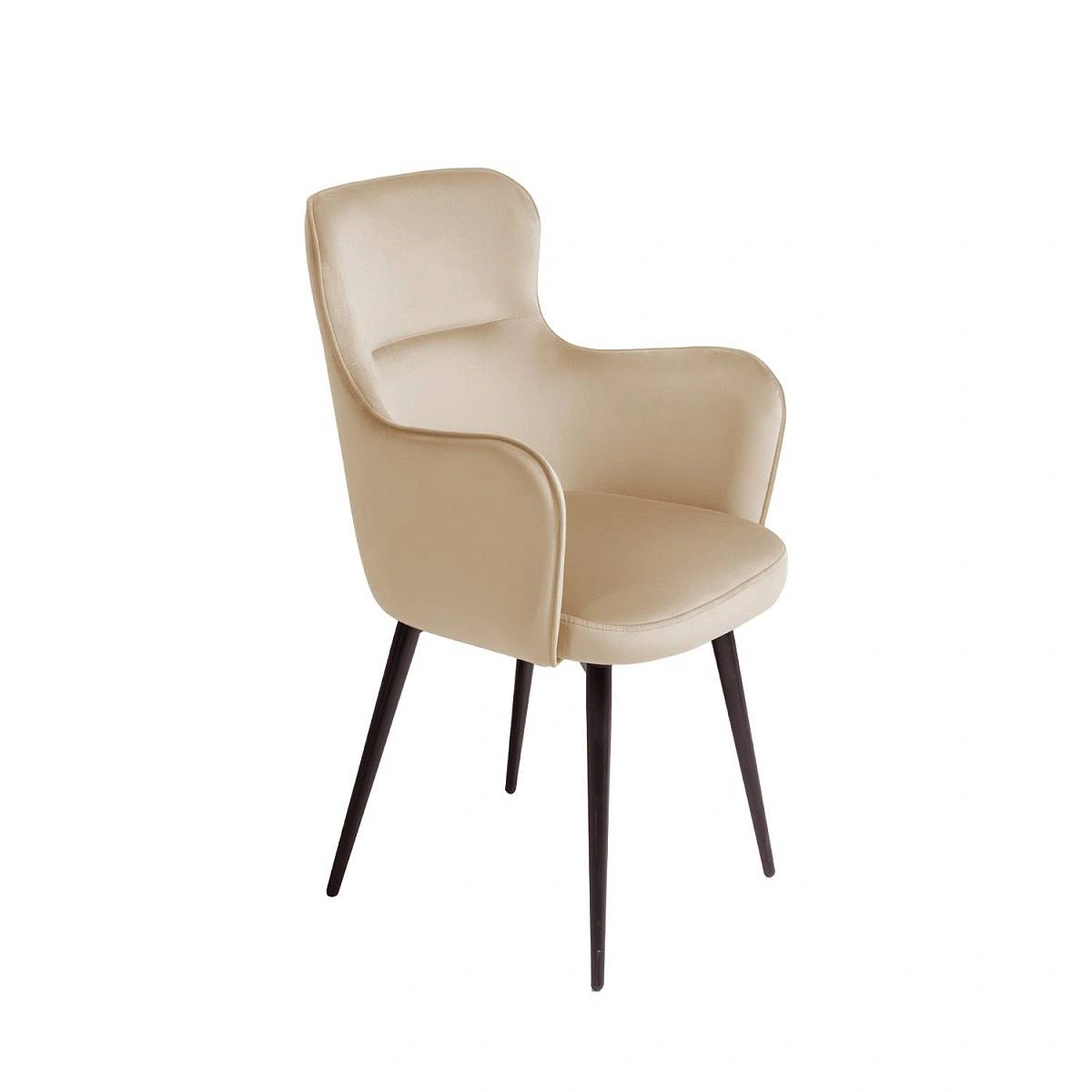 Стул c подлокотниками King, поворотный на 360 градусов, бархат бежевый 05 фото