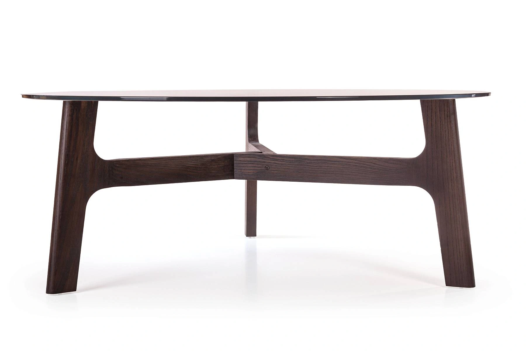 Журнальный столик Woddy D900 массив + стекло / опоры горький шоколад изображение Журнальный столик Woddy D900 массив + стекло / опоры горький шоколад фото