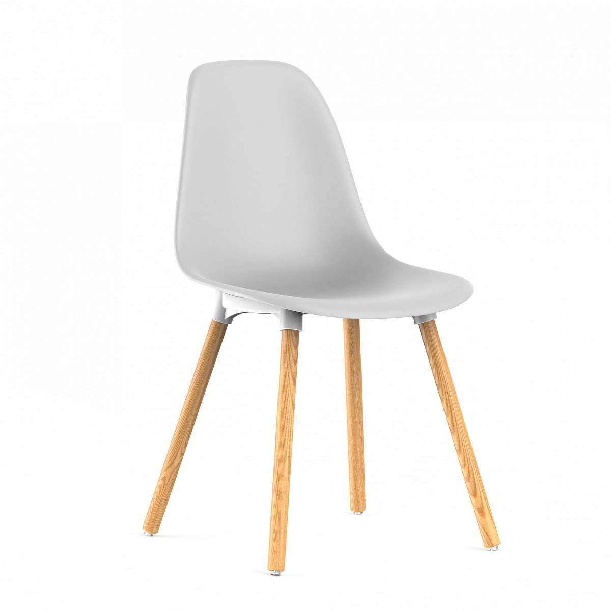 Стул Eames, (комплект 4 шт), пластик светло-серый / опоры дерево изображение Стул Eames, (комплект 4 шт), пластик светло-серый / опоры дерево фото