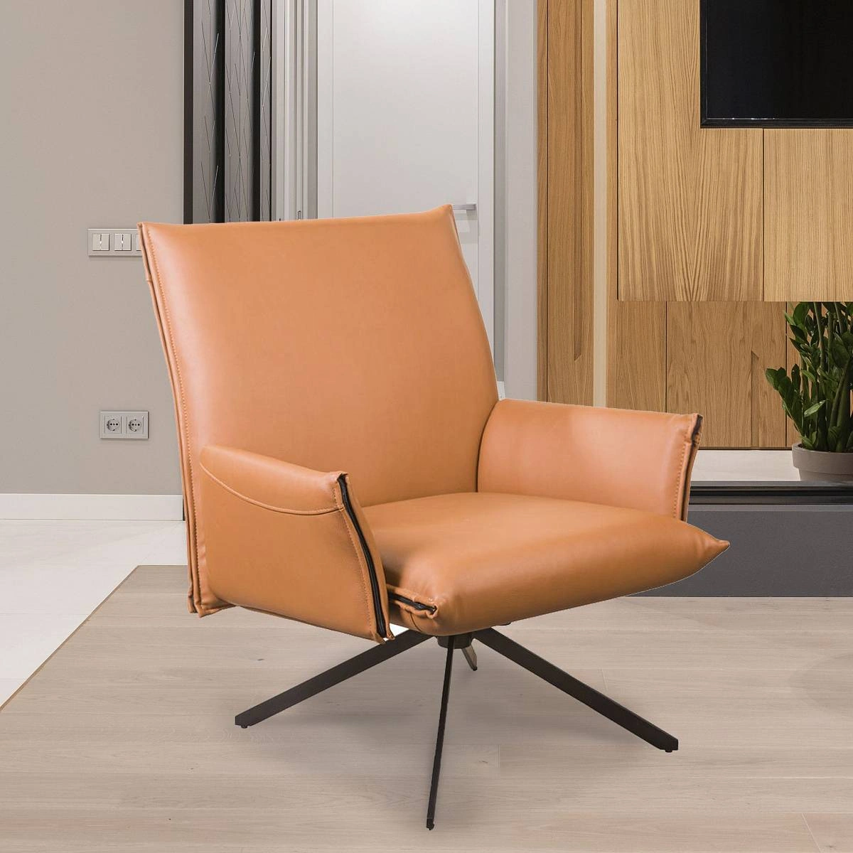 Кресло Clark, экокожа коричневый фото