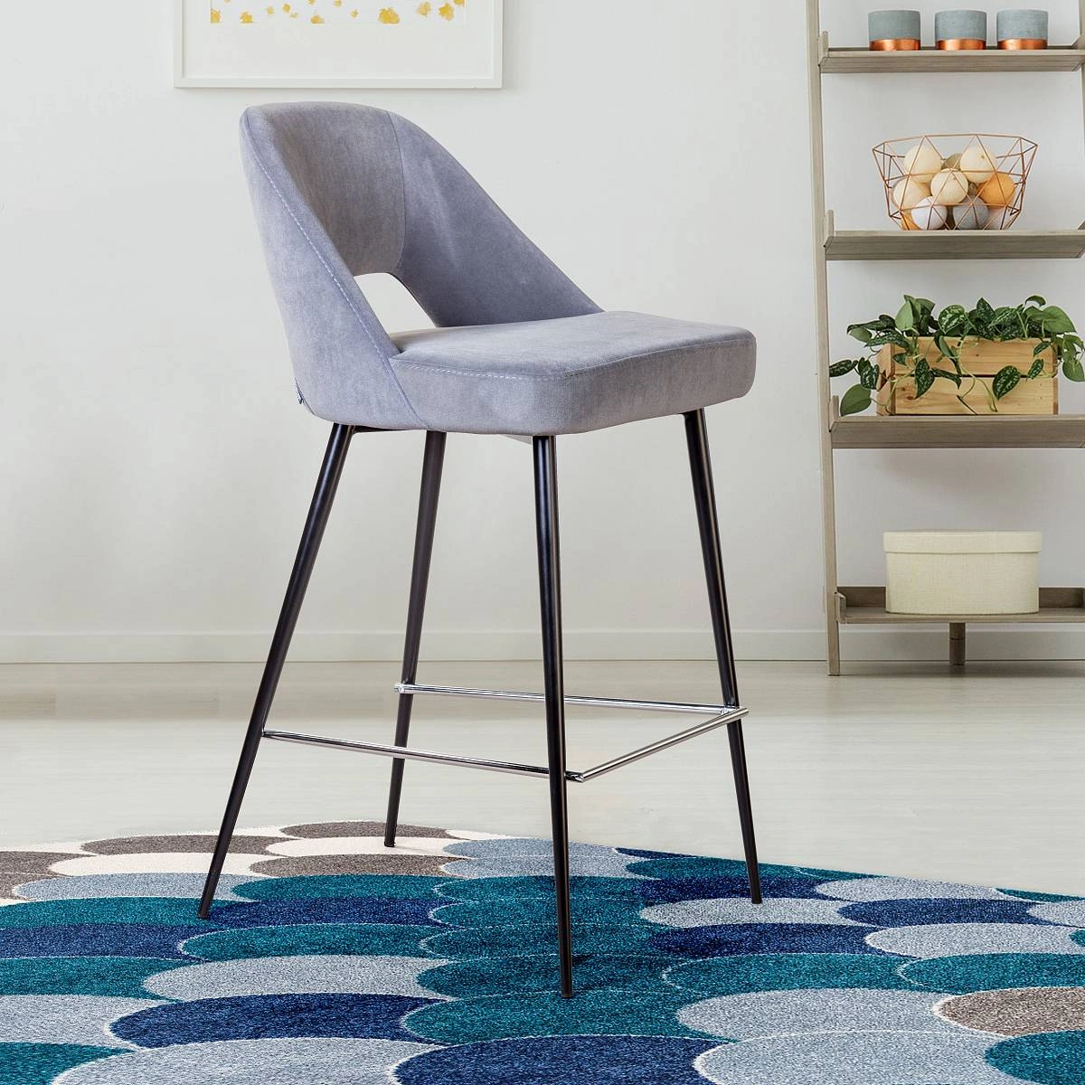 Стул полубарный Dante, бархат антрацит изображение Стул полубарный Dante, бархат антрацит фото