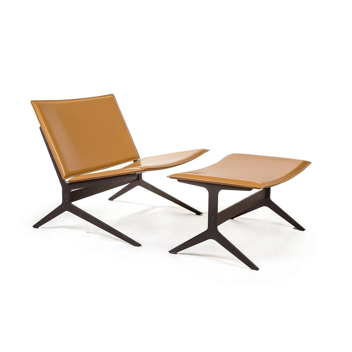 Кресло c оттоманкой Fly, кожа camel изображение Кресло c оттоманкой Fly, кожа camel фото