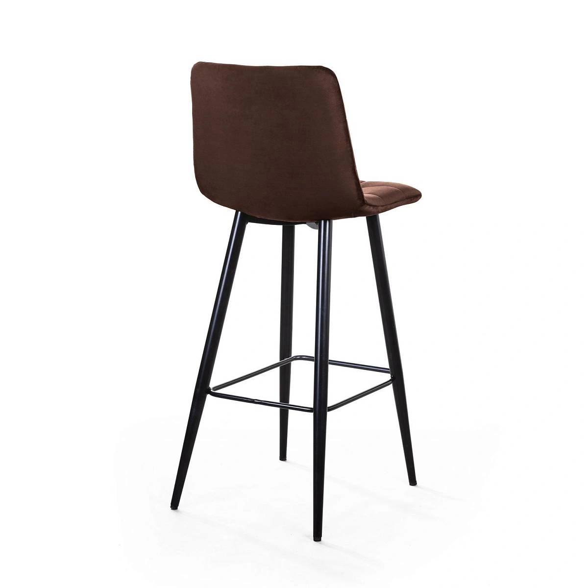 Стул барный UNO, бархат коричневый 12/ чёрный конус изображение Стул барный UNO, бархат коричневый 12/ чёрный конус фото