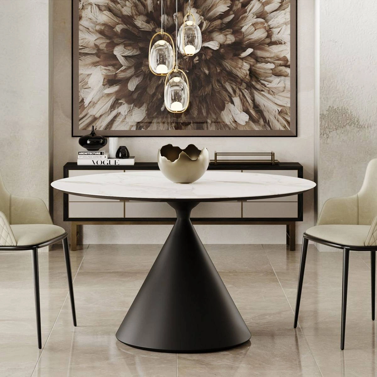 Стол круглый AXIS 120, керамика матовая, белая изображение Стол круглый AXIS 120, керамика матовая, белая фото