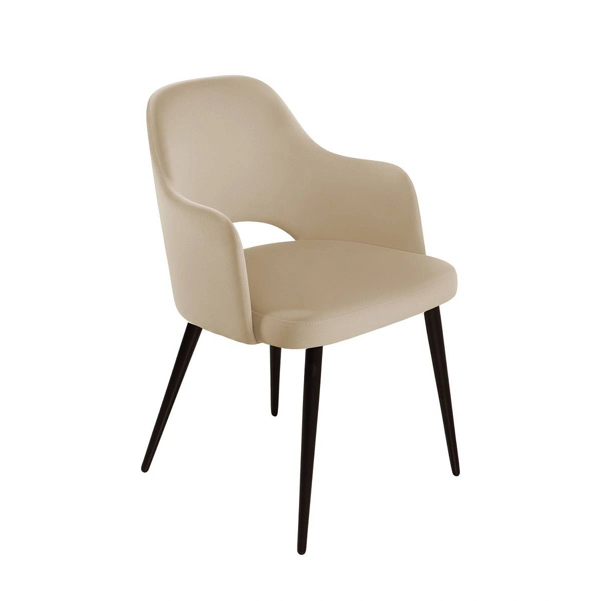 Стул William с подлокотниками, бархат бежевый 5/ черный конус фото
