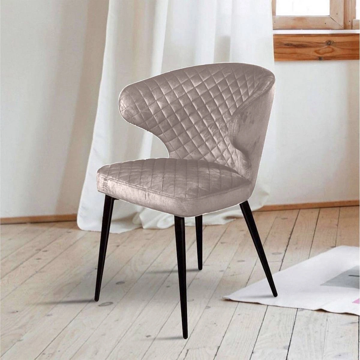 Стул Richard ромб, бархат пепельно-бежевый 25 изображение Стул Richard ромб, бархат пепельно-бежевый 25 фото