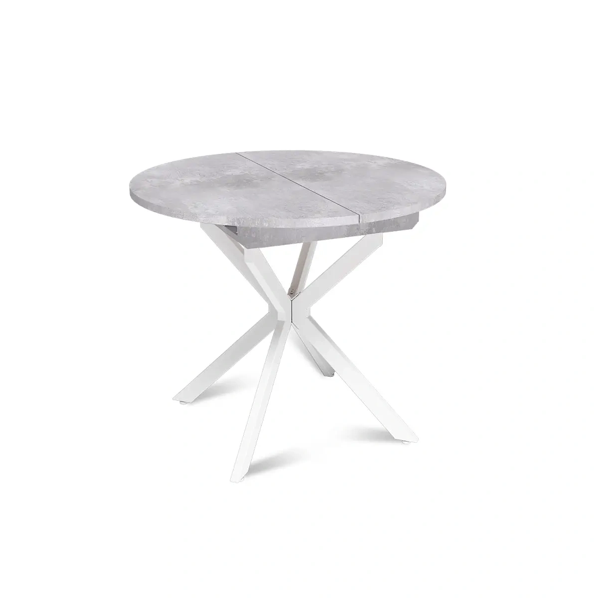 Стол круглый раздвижной Твист (90+30) цемент светлый / опоры белые фото