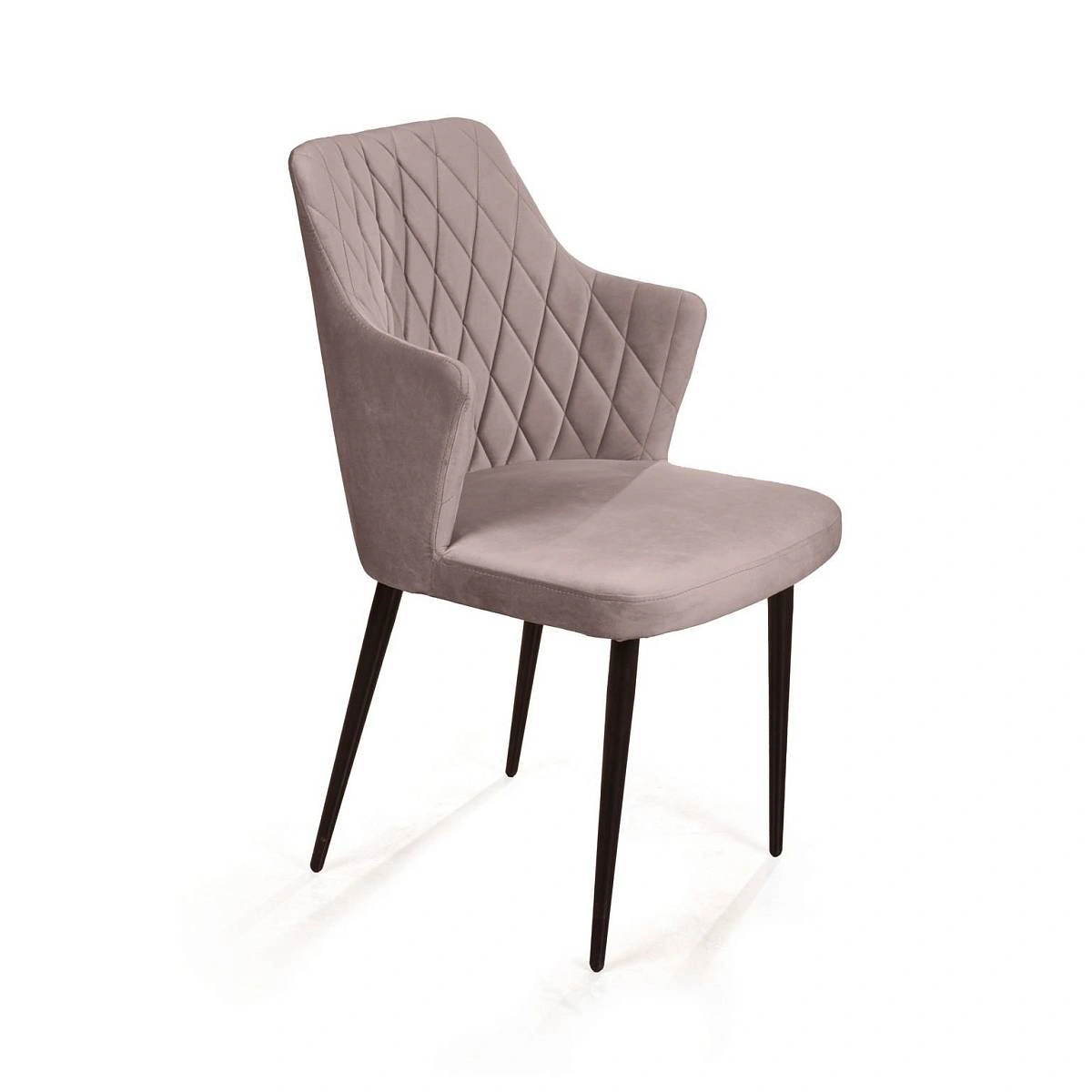 Стул с подлокотниками Hunt ромб, бархат пепельно-бежевый 25 / чёрный конус изображение Стул с подлокотниками Hunt ромб, бархат пепельно-бежевый 25 / чёрный конус фото