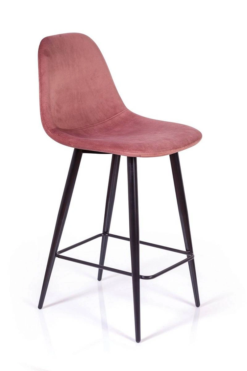 Стул полубарный TED, бархат пудровый 15 /опора конус изображение Стул полубарный TED, бархат пудровый 15 /опора конус фото