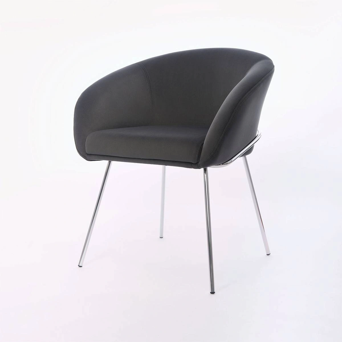 Стул с подлокотниками Tiffany, микровелюр графит, опоры хром изображение Стул с подлокотниками Tiffany, микровелюр графит, опоры хром фото