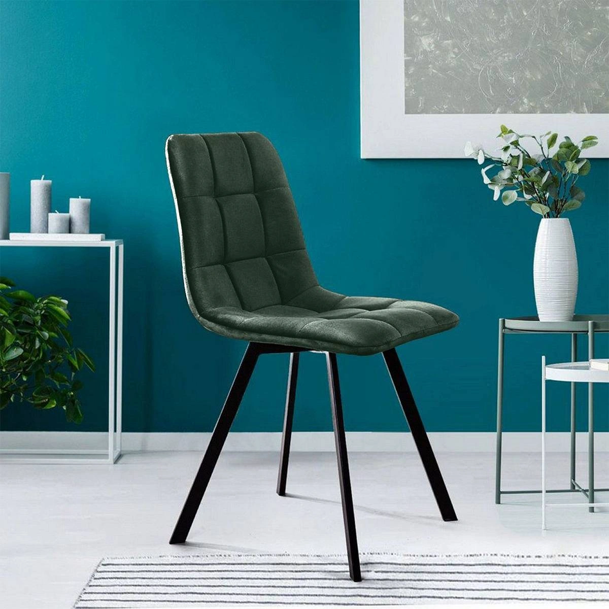 Стул UNO, бархат зелёный 19/ чёрный профиль изображение Стул UNO, бархат зелёный 19/ чёрный профиль фото