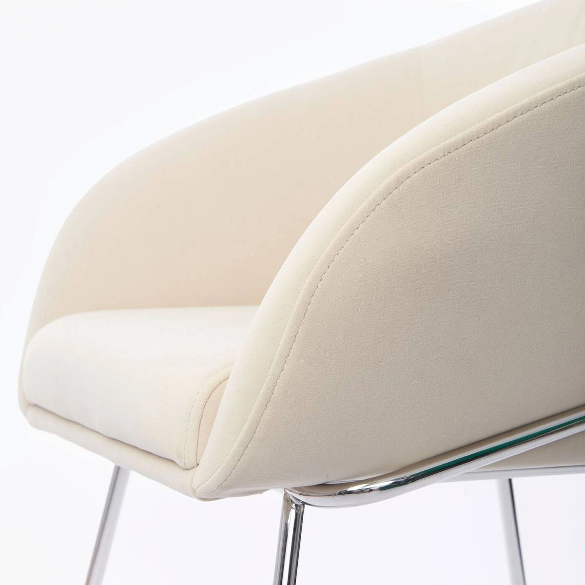 Стул с подлокотниками Tiffany, микровелюр бежевый, опоры хром изображение Стул с подлокотниками Tiffany, микровелюр бежевый, опоры хром фото