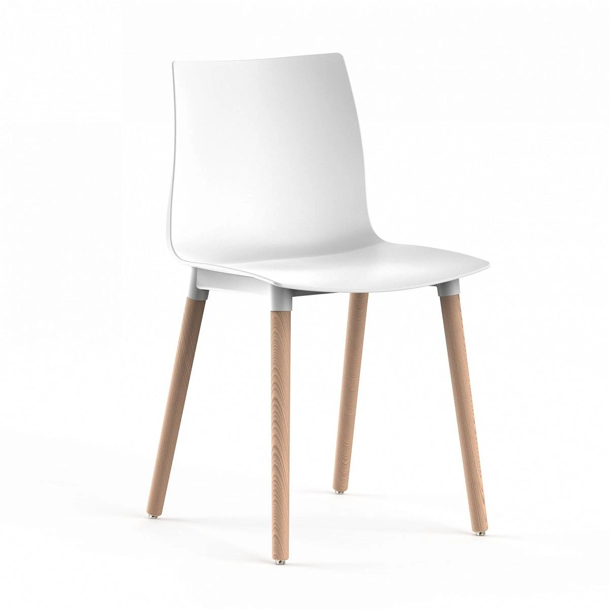 Стул Bras, (комплект 2 шт), пластик белый / опоры дерево фото