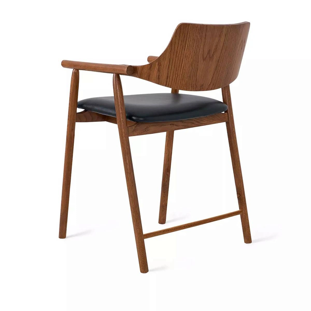 Стул с подлокотниками Viggo, дуб натуральный, кожа, черный изображение Стул с подлокотниками Viggo, дуб натуральный, кожа, черный фото