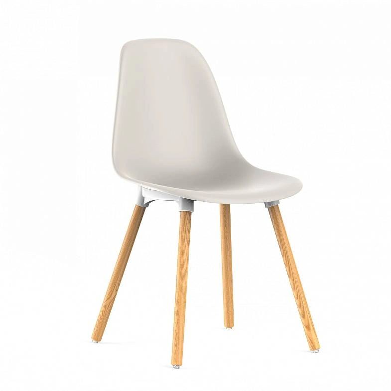Стул Eames, (комплект 2 шт), пластик светло-бежевый / опоры дерево фото
