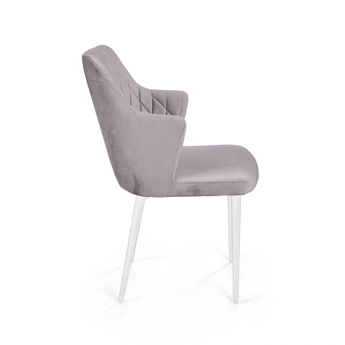 Стул с подлокотниками Hunt ромб, бархат светло-серый 26 / белый конус изображение Стул с подлокотниками Hunt ромб, бархат светло-серый 26 / белый конус фото