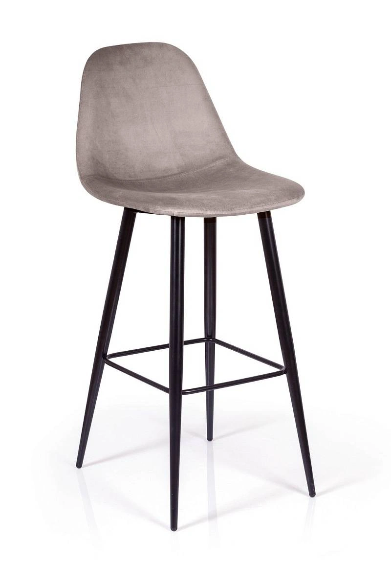Стул барный TED, бархат пепельно-бежевый 25 /опора конус фото