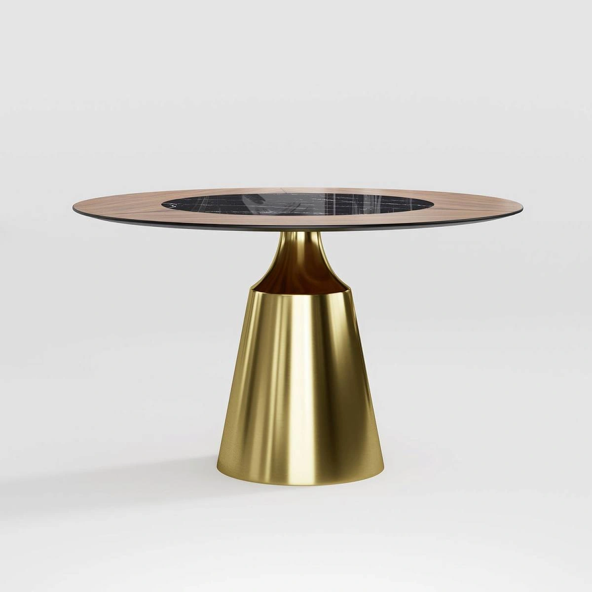 Стол круглый Lucas 140, шпон, керамика глянцевая, черная изображение Стол круглый Lucas 140, шпон, керамика глянцевая, черная фото