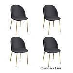 Стул Nord, комплект (4 шт), бархат серый 27 / опора золото