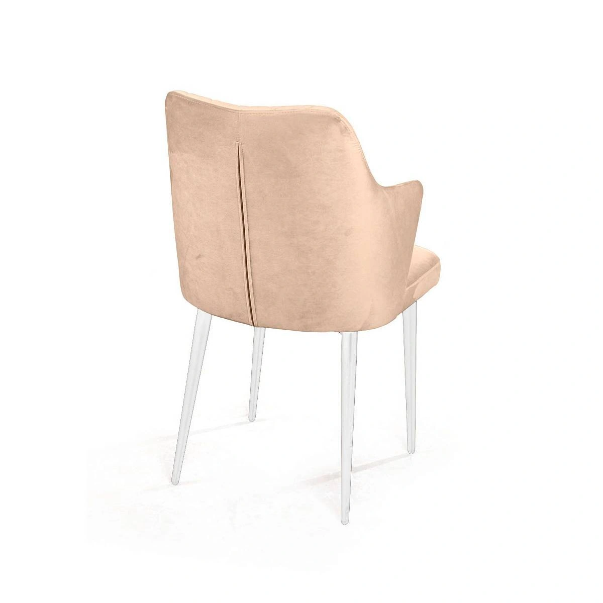 Стул с подлокотниками Hunt ромб, бархат бежевый 5 / белый конус изображение Стул с подлокотниками Hunt ромб, бархат бежевый 5 / белый конус фото