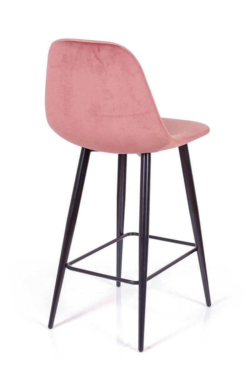 Стул полубарный TED, бархат пудровый 15 /опора конус изображение Стул полубарный TED, бархат пудровый 15 /опора конус фото