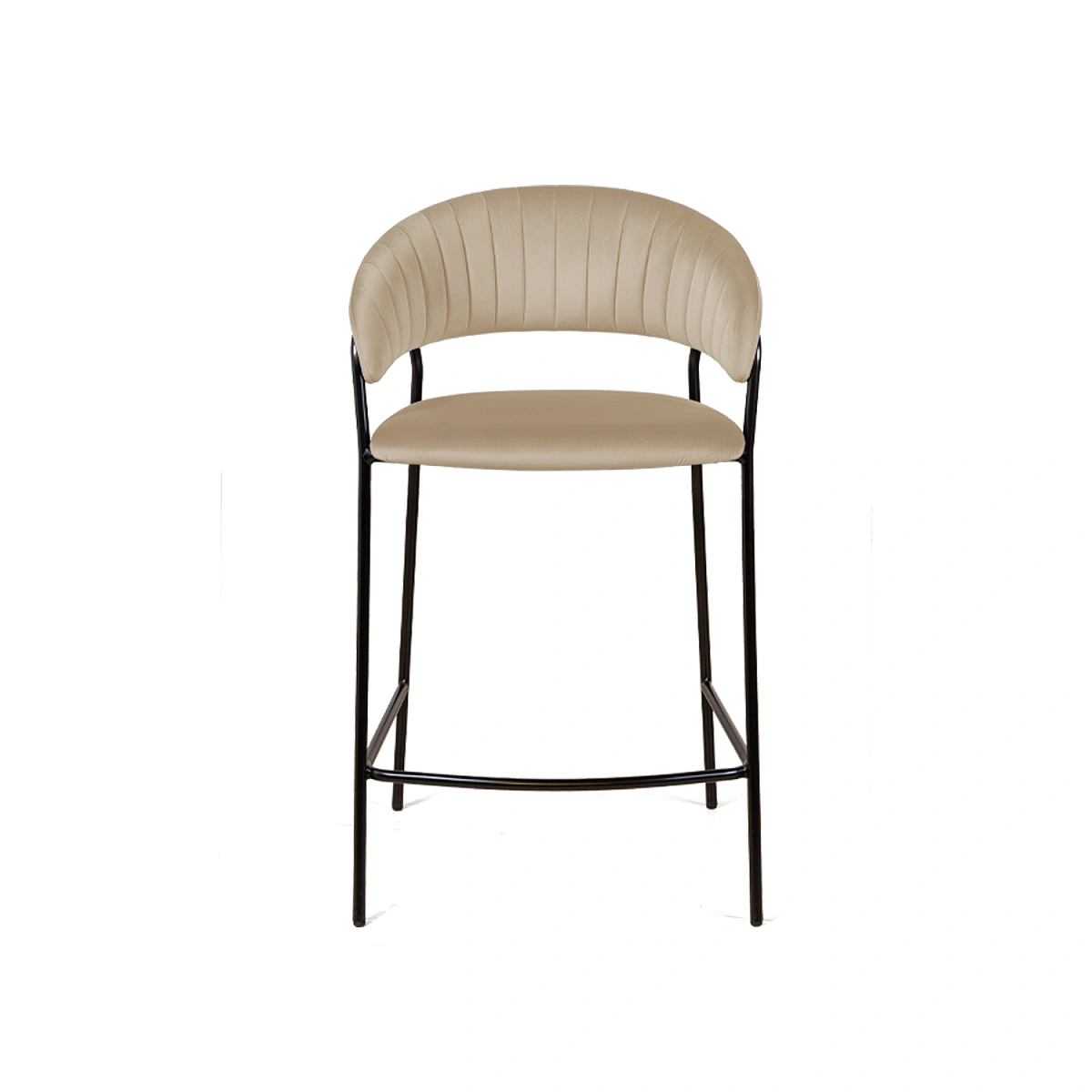Стул полубарный Kelly, бархат бежевый 5 фото